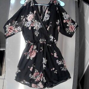 Black Floral Sheer Romper